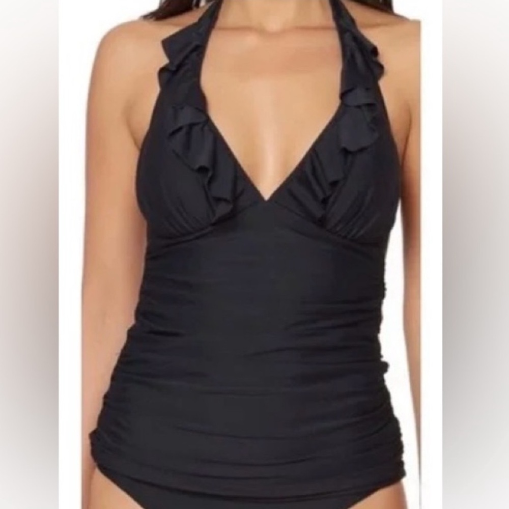 Ellen Tracy Black Tankini Top SIZE 6